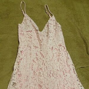 Light Pink Lace Midi Dress